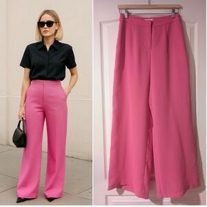 NEW Torn By Ronny Kobo | High Waisted Wide-leg Trousers In Pink
